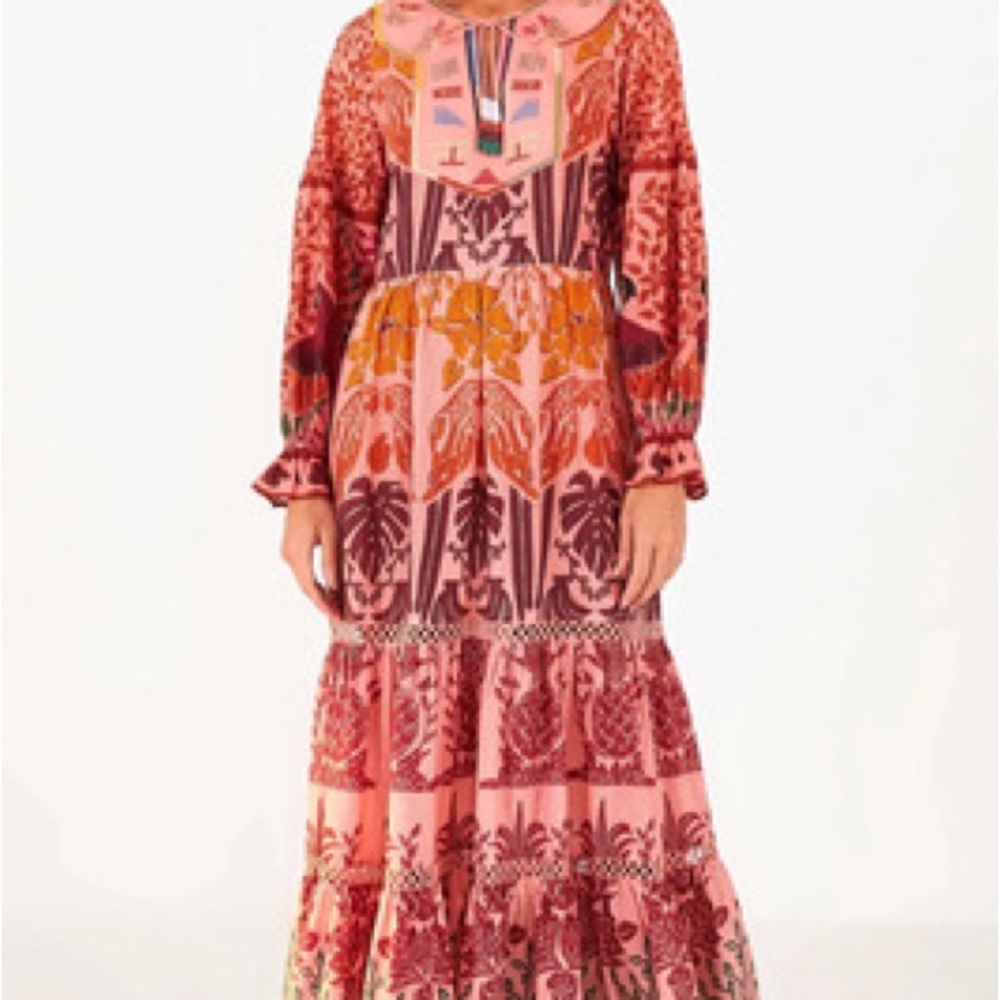 FARM Rio Pink Anika Print Macaws Maxi Dress Sz XS